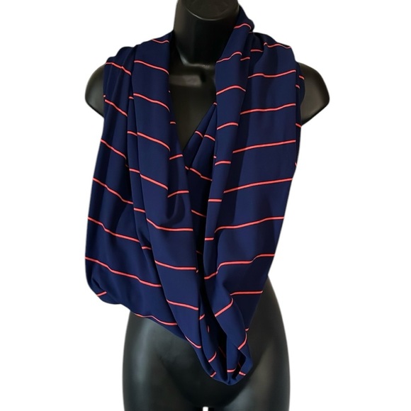 Lululemon Reversible Vinyasa Scarf Dark Navy Blue Orange Stripes - Picture 1 of 3
